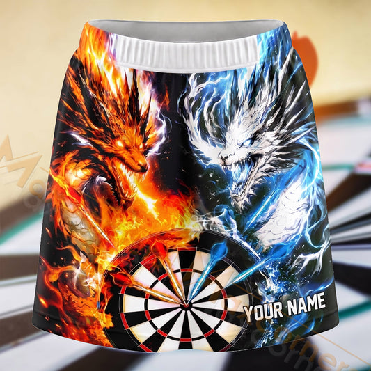 Maxcorners Darts Fire And Ice Wolf Dartboard Personalized 3D Skort, Skirts With Shorts