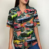 Maxcorners Personalized Classic Car Hawaiian Shirt, Tropical Flower Pattern, Custom Photo Car Aloha Shirts (Up to 5 photos)