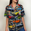 Maxcorners Personalized Muscle Car Hawaiian Shirt, Red Flowers Pattern Custom Photo Car Aloha Shirts (Up to 5 photos)