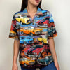 Maxcorners Personalized Muscle Car Hawaiian Shirt, Beach Sunset Pattern, Custom Photo Car Aloha Shirts (Up to 5 photos)