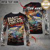 Maxcorners Fishing Bait Hook Drag Repeat Custom Name & Team Name 3D Shirts