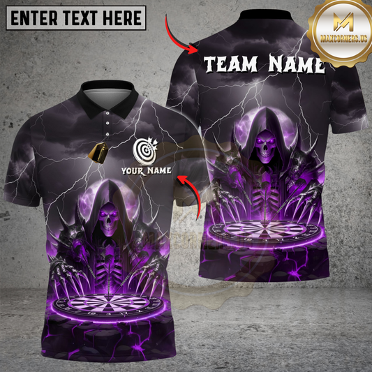 Maxcorners Darts Wizard Skull Magic Multicolor Options Personalized Name Shirt (6 Colors)