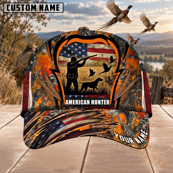 Maxcorners Upland Bird Hunting American Hunter Dog Blaze Orange Personalized Name 3D Cap