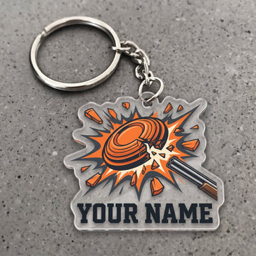 Maxcorners Clay Shooting Exploding Clay Target Customized Name 3D Keychain And Ornament