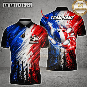Maxcorners Bowling France Flag Bowling Ball Explosion Personalized Name 3D Unisex Shirt