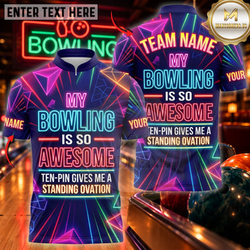 Maxcorners Bowling My Bowling Is So Awesome Funny Quote Personalized Name 3D Unisex Shirt