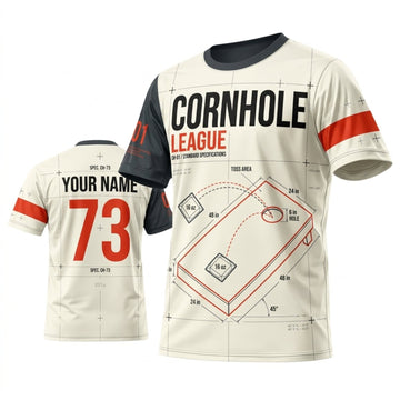 Maxcorners Cornhole League Classic Cream Red Personalized Name 3D Unisex Shirt