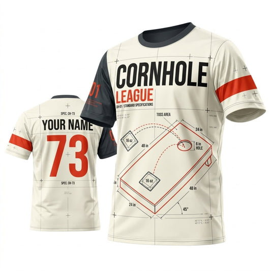 Maxcorners Cornhole League Classic Cream Red Personalized Name 3D Unisex Shirt
