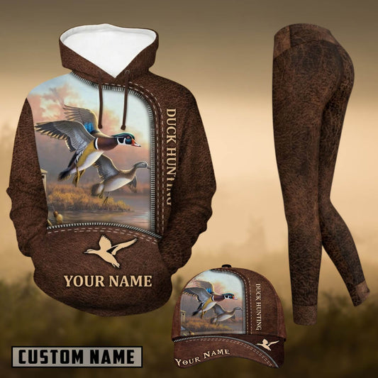 Maxcorners Hunting Duck Hunting Brown Leather Personalized 3D Shirts