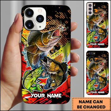 Maxcorners Walleye Fishing Multi Fish Fire Splash Art Personalized Name 3D Phone Case