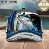 Maxcorners Fishing Green Scale Angler Silhouette Water Splash Personalized Name 3D Cap (12 Fish Species)