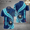 Maxcorners Eight Ball Circular Wave Texture Billiards Shirt Multicolor Customized Name, Team Name 3D Shirts