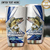 Maxcorners Fishing Tumbler White Blue Hexagon Stripe Design Personalized Name Tumbler (13 Species)