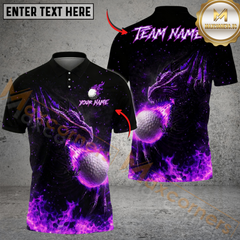 Maxcorners Fire Dragon Fairway Golf Polo Customized Name, Team Name 3D Shirts (4 Colors)