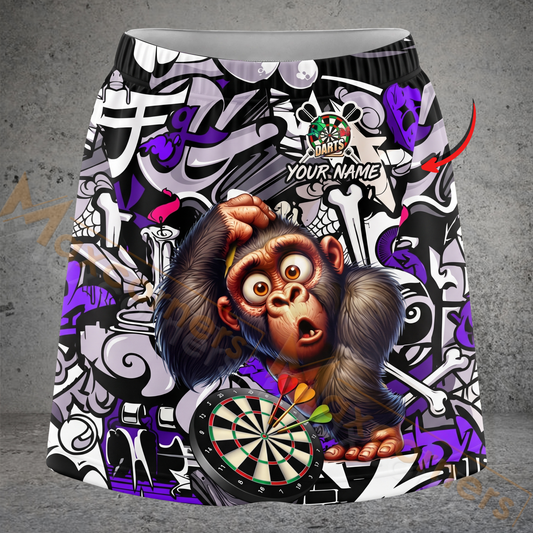 Maxcorners Darts Confused Monkey Graffiti Personalized 3D Skirts With Shorts