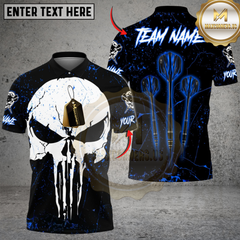 Maxcorners Darts Triple Arrow Punisher Skull Personalized Name, Team Name Shirt (4 Colors)