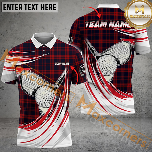 Maxcorners Golf Caro Wind Xmas Multicolor Option Customized Name, Team Name 3D Polo Shirt