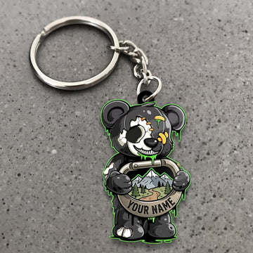 Maxcorners Hiking Cute Panda Mountain Adventure Customized Name 3D Keychain And Ornament