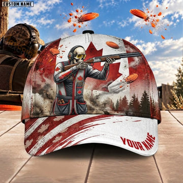 Maxcorners Trap & Skeet Shooting Canadian Flag Clay Shooter Personalized Name 3D Cap