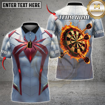 Maxcorners Darts Silver Red Spider Armor Flaming Dartboard Personalized Name 3D Unisex Shirt