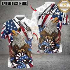 Maxcorners Darts American Eagle Flag Patriot Personalized Name Shirt