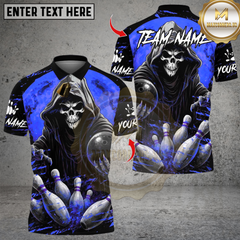 Maxcorners Flaming Reaper Bowling Multicolor Customized Name, Team Name 3D Shirts