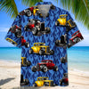 Maxcorners Hot Rod Blue Fire Hawaiian Shirt