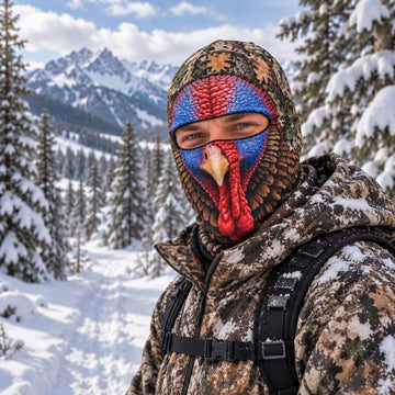 Maxcorners Wild Turkey Head Snood Wattle Autumn Forest Camo Hunting Personalized 3D Balaclava Face Mask