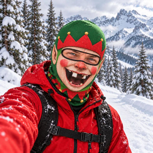 Maxcorners Funny Christmas Elf Missing Teeth Goofy Smile Winter Ski Personalized 3D Balaclava Face Mask