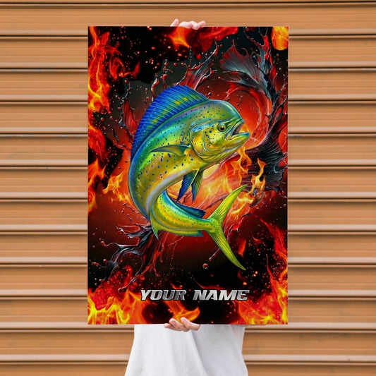 Maxcorners Mahi Mahi Fishing Inferno Motion Splash Design Personalized Name 3D Poster