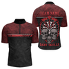 Maxcorners Men’s Custom Darts Shirt With Flaming Darts & Skulls And Crimson Halftone Pattern LM2404