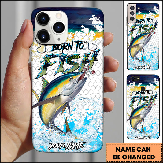 Maxcorners Yellowfin Tuna Fishing Ocean Wave Design Personalized Name 3D Phone Case