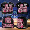 Maxcorners Bowling Sugar Skull And Bowling Ball Design Personalized Team Sportswear Set - Polo Shirt, Cap & Skorts