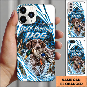 Maxcorners Duck Hunting Golden Retriever Electric Blue Hexagon Splash Personalized Name 3D Phone Case - German Shorthaired Pointer