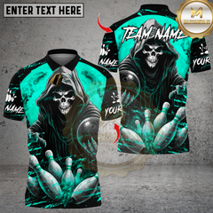 Maxcorners Flaming Reaper Bowling Multicolor Customized Name, Team Name 3D Shirts