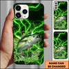 Maxcorners Fishing Electric Green Water Splash Personalized Name Phone Case (12 Fish Species)