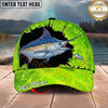 Maxcorners Fishing Neon Green Lure Design Personalized Name 3D Cap (12 Fish Species)
