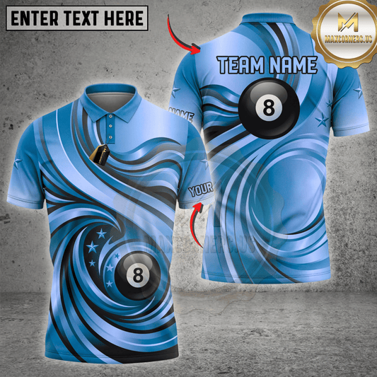 Maxcorners Eight Ball Marble Swirl Liquid Billiards Shirt Multicolor Customized Name, Team Name 3D Shirts