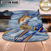 Maxcorners Fishing Blue Geometric Water Splash Personalized Name 3D Bucket Hat (12 Fish Species)