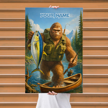 Maxcorners Tuna Fishing Bigfoot Freshwater Explorer Style Personalized Name 3D Poster