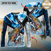 Maxcorners Fishing Blue Scale Splash Personalized Name, Team Name 3D Long Sleeve Shirt ( 12 Fish Species)