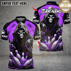Maxcorners Flaming Reaper Bowling Multicolor Customized Name, Team Name 3D Shirts
