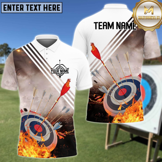 Maxcorners Archery Retro Flaming Personalized Name 3D Shirt