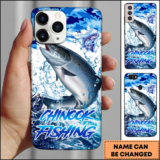 Maxcorners Chinook Fishing Blue Ocean Splash Art Personalized Name 3D Phone Case