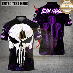 Maxcorners Darts Triple Arrow Punisher Skull Personalized Name, Team Name Shirt (4 Colors)