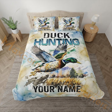Maxcorners Hunting Duck Hunting Flying Mallard Design Bedding Set 3D Print Custom Name