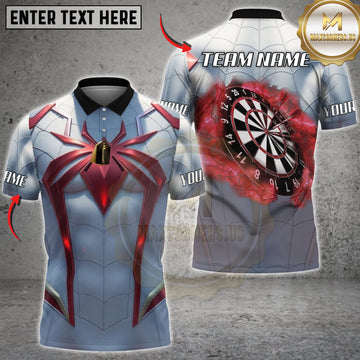 Maxcorners Darts Silver Red Spider Armor Monochrome Dartboard Personalized Name 3D Unisex Shirt