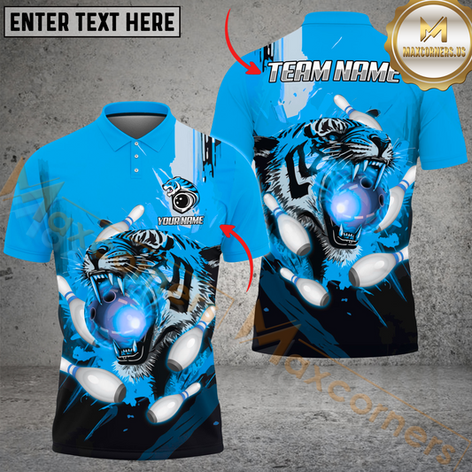 Maxcorners Ball And Pins Tiger Bowl Bowling Jersey Multicolor Options Personalized Name, Team Name 3D Shirt