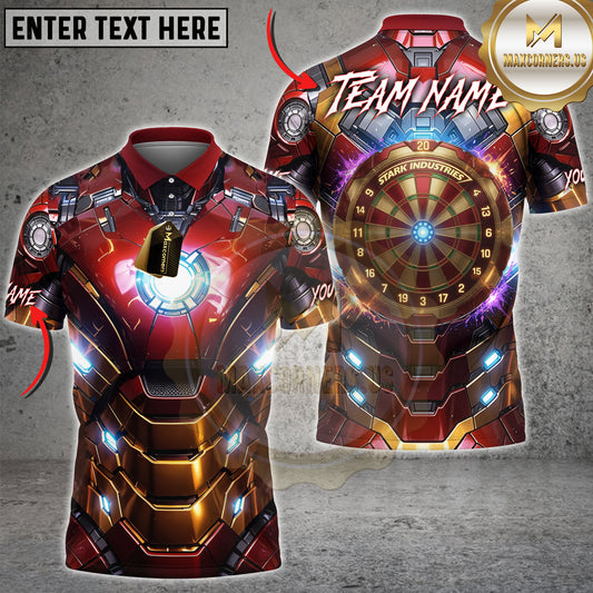 Maxcorners Red Power Armor Dartboard Multi Options Personalized Name, Team Name 3D Shirts