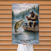 Maxcorners Largemouth Bass Fishing Bigfoot Morning Catch Scene Style Personalized Name 3D Poster